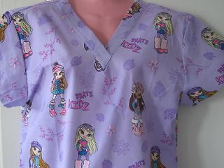 NEW Medical Nursing Cartoon Scrubs Top Disney Bratz Girls Purple LARGE 