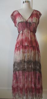 KOOKAI Magenta Printed Chiffon Midi Dress   French Size 38; AD