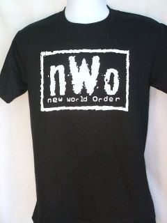 nwo new world order white logo wcw black t shirt new one day shipping 