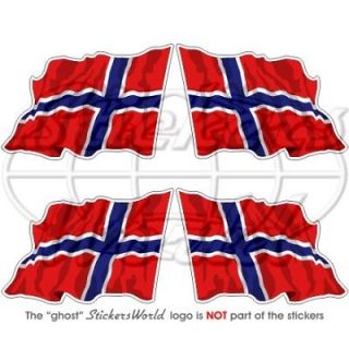 NORWAY Norwegian Waving Flag 2 Bumper Helmet Stickers