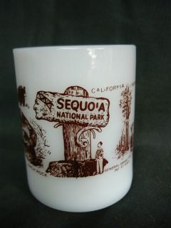 Vintage MILK GLASS COFFEE MUG CUP SEQUOIA NATIONAL PARK RETRO FEDERAL
