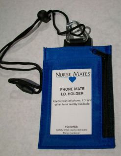 new nurse mates badge id phone holder wallet blue time