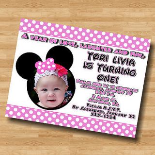 Minnie Mouse Personalized Digital OR Prints Birthday Invitation Invite