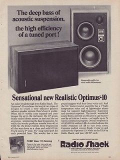 Radio Shack Original Optimus 10 Speaker Magazine Ad. (RS 10)