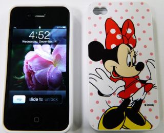   4S HARD COVER CASE DISNEY White Minnie MOUSE Red Dot Gel Jelly Gummy