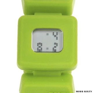 miss sixty sqe005 green rubber ladies digital quartz watch time
