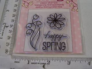 CLEAR RUBBER STAMPS HAPPY SPRING LILY OF THE VALLEY SCRIBBLE FLOWER