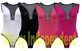 new womens ladies sleeveless mesh insert bodysuit top womens leotard
