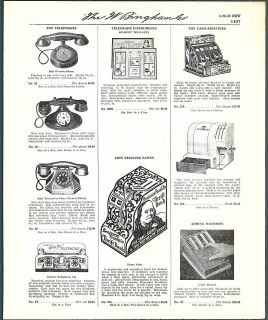 1939 40 Ad Toy Telephones Ben Franklin Coin Register Bank Typewriter 