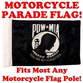 POW / MIA Flag For Your Motorcycle mounted Flag Pole   UNIVERSAL Fits 