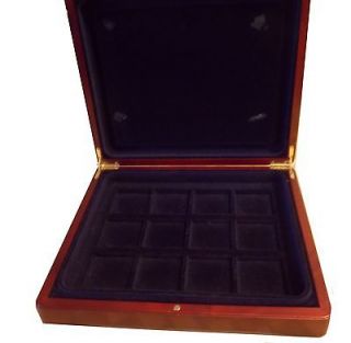 Antique Wood Box for 12 QUADRUM COIN CAPSULES Mahogany Finish
