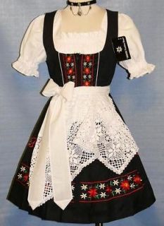   BLACK German Trachten Party OKTOBERFEST DIRNDL Dress Costume 10 S