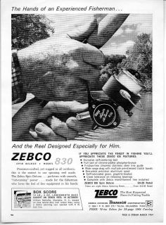 1964 Vintage Ad Zebco Model 830 Fishing Reels Tulsa,Oklahoma