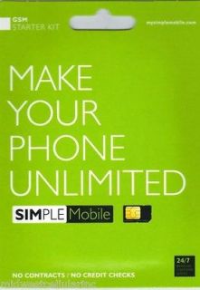BRAND NEW SIMPLE MOBILE REPLACEMENT SIM CARD 4G GSM PREPAID FACTORY 