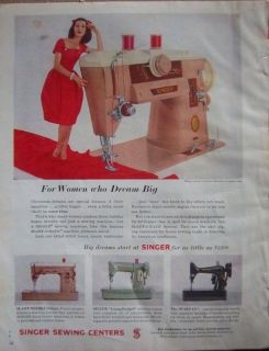 1960 singer sewing machine women dream big ad time left