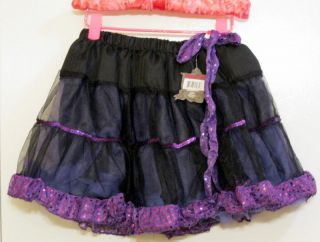 New Monster High Girls Skirt One Size Purple Black Tulle Sequins Skirt