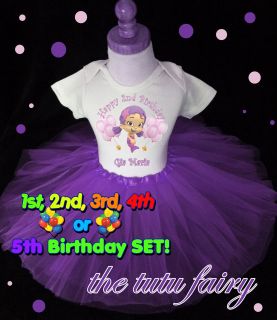 bubble guppies birthday shirt & purple tutu set first 1st 2nd 3rd 12 