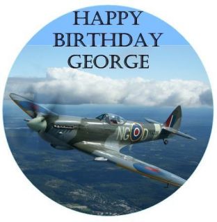 spitfire airplane personalised 7 5 cake topper army time