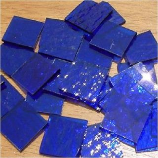 Cobalt Blue Cathedral Mosaic Glass Tiles   Squares, Diamonds, Border 