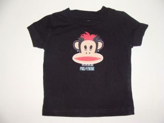 Paul Frank Punk Rocker Mohawk Piercing Monkey Black Top T Shirt 12 Mos
