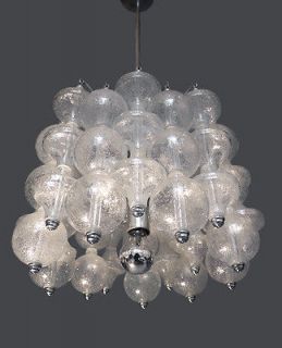 60s venini murano bubble glass snow ball chandelier 