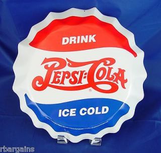   Ice Cold Metal Tin Sign Bottle Cap Vintage Decor Kitchen Red Wall Ad