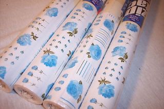   Blue Floral ROSE CONTACT PAPER SHELF LINER CRAFTS FLOWERS 13.75 SQ