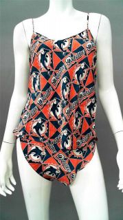 NFL Miami Dolphins Misses M Silk 2PC Cami & High Cut Panty Teal Orange 