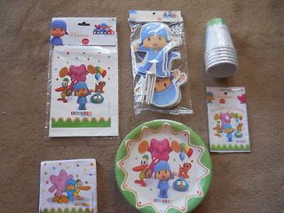 POCOYO PARTY SET INCLUDING HATS, PLATES,LOOT BAGS & MORE FOR 6 GUESTS