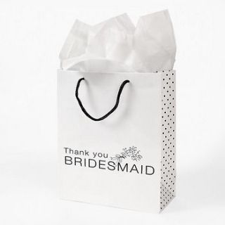   of 12 White Paper Thank You Bridesmaid Wedding Bridal Party Gift Bags