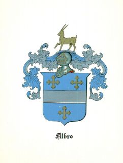 Great Coat of Arms Albro Family Crest genealogy, would look great 