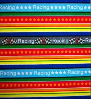 Racing~ Checkered Flag~ Stars~ Stripes~ Bright Fabric 1/2 yard