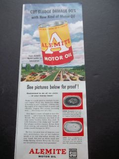 Alemite Motor Oil Stewart Warner Corp Vintage 1956 Print Ad 