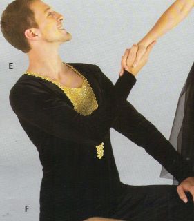NWT Velvet Black w/ Gold Long Sleeve Ballet pullover Dance Mens 