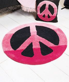 New Pink Peace Sign Shaped Rug Retro Hippie Hippy Home bedroom Decor