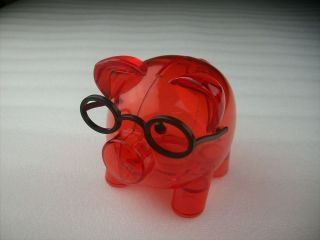 Clear Hard Plastic Pig With Glasses Coin Piggy Money Bank With Stopper 
