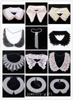   Pearl Crystal Choker Lace Collar Removable Detachable Wrap Necklace