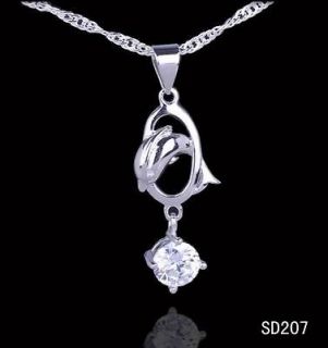   Crystal 925 Sterling Silver Necklace Dangle Charm Pendant SD207