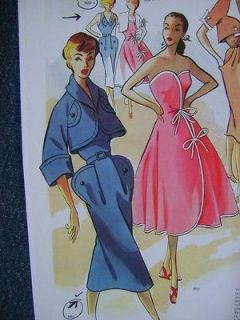 French vintage 1950s 5 stunning dresses jackets copy sewing pattern