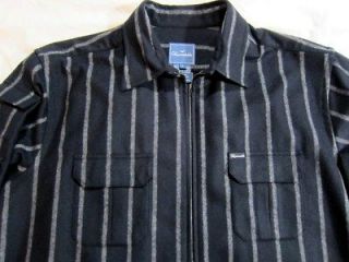 Faconnable Mens Black and Gray Striped Wool Blend Jacket NWT Large