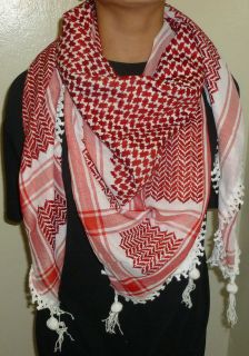 New RED Hatta Headscarf / Authentic Shemagh / Red & White Kuffiyeh