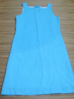 Florence Eiseman Girls size 12 Dress Blue Turquoise Linen Blend