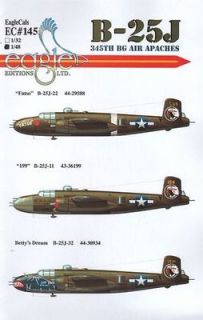   32145 Decals 1/32 North American B 25J Mitchell 345th BG Air Apaches