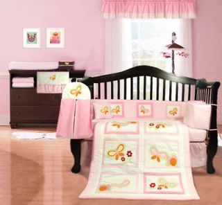 PINK 7pcs.girls cotbed / cot Baby Bedding Set with window valances 