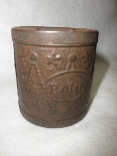 Antique Toy Tin Drum Bank Well Used A Great Primitive Pc. 3 inches 