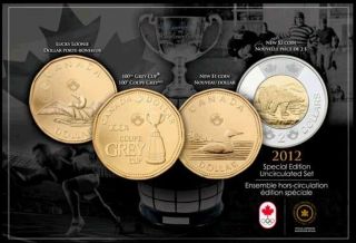 2012 SPECIAL EDITION UNC. SET, LUCKY LOONIE, 100th GREY CUP $, NEW 