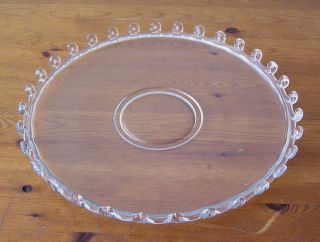 Vintage Clear Glass 13 Serving Platter Cake Plate with Hobnail Edging