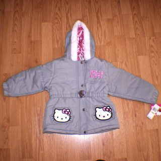 Girls HELLO KITTY Winter Hooded Bubble Jacket Coat Parka New WT $70 2T 