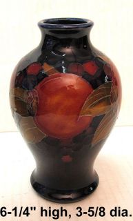 Vintage William Moorcroft English Pottery Pomegranate Pattern Vase c 