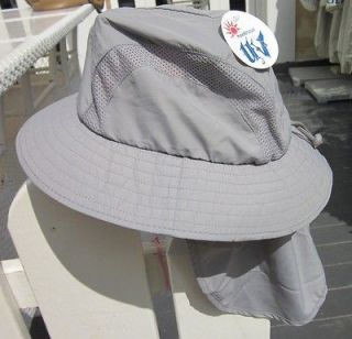   Hiking UV Cut Boonie Bucket Hat With Detachable Neck Flap Grey S005